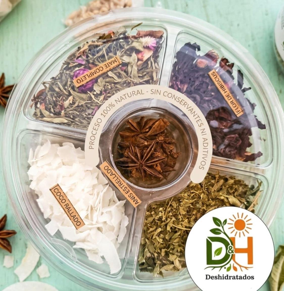 RULETA MATERA: SINFONÍA TROPICAL, CONTIENE: FLOR DE HIBISCUS, COCO EN ESCAMA, CEDRÓN, ANÍS ESTRELLADO, MATE COMPLETO.