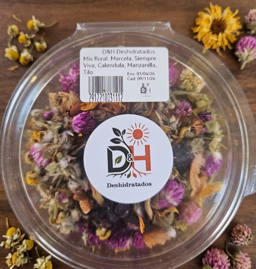 MIX FLORAL: CONTIENE MARCELA, SIEMPRE VIVA, CALENDULA, MANZANILLA, TILO.