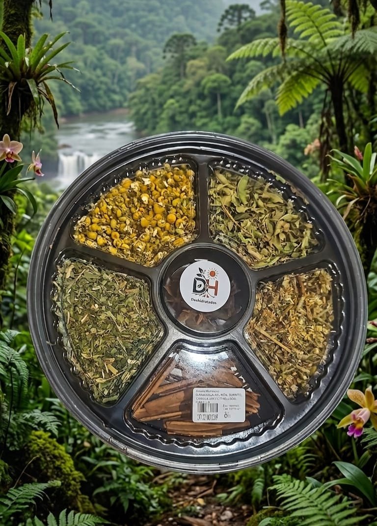 RUELTAS MATERAS: CONTIENE: MANZANILLA, CANELA EN RAMA, MARCELA, BURRITO, CEDRÓN, ANÍS ESTRELLADO.