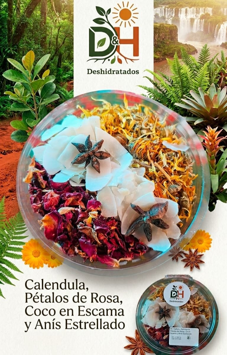 MIX: CALENDULA, PETALOS DE ROSAS, COCO EN ESCAMA Y ANIS ESTRELLADO